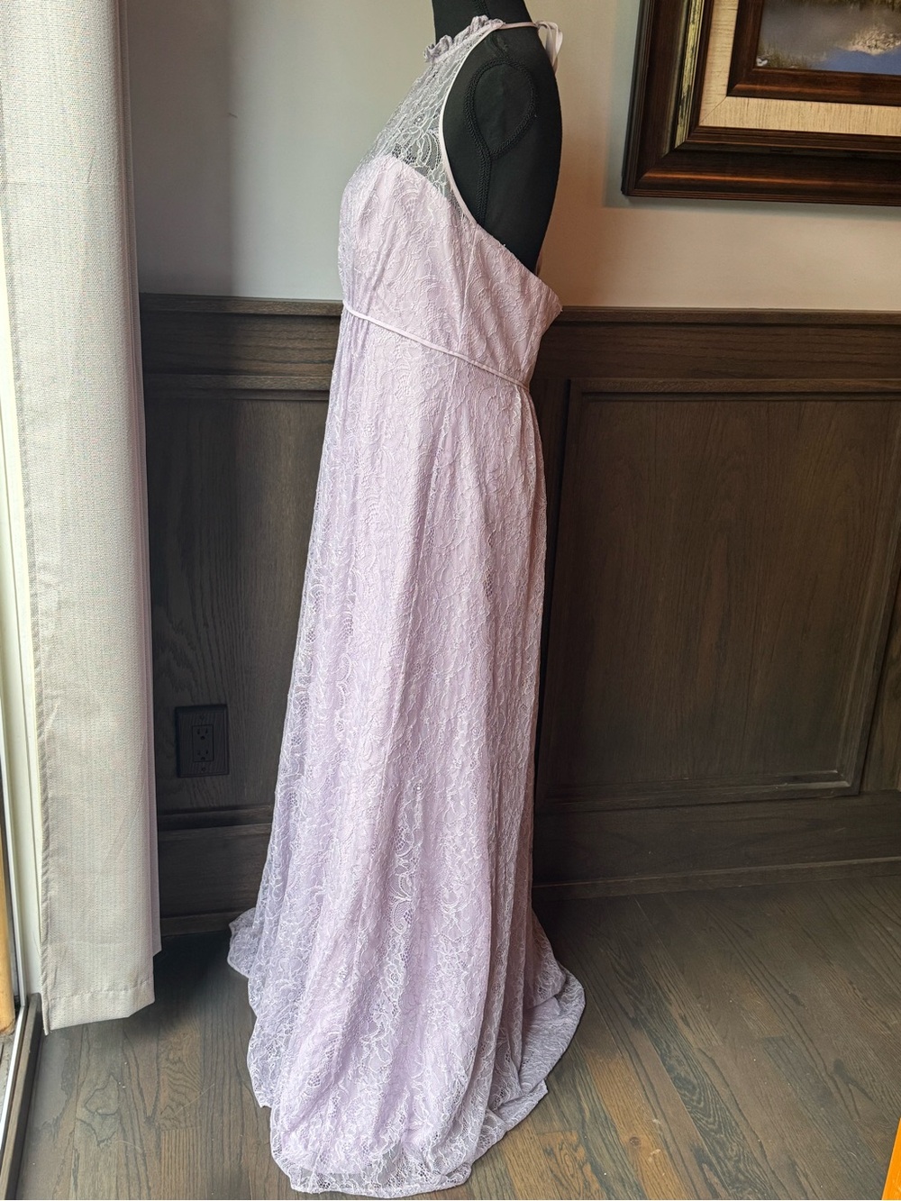 David's Bridal Lilac Lace Halter Gown 12 EUC - Picture 3 of 10